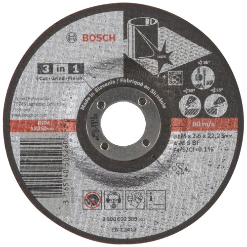 BOSCH Tarcza tnąca do stali 3w1 125mm x 22.23mm A 46 S BF