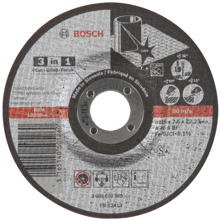 BOSCH Tarcza tnąca do stali 3w1 125mm x 22.23mm A 46 S BF