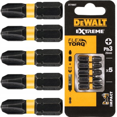 DEWALT DT7995T Końcówki wkrętarskie bity Ph3 25mm 5szt.