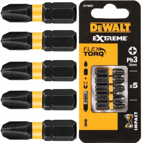 DEWALT DT7995T Końcówki wkrętarskie bity Ph3 25mm 5szt.