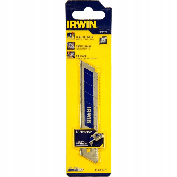 Bimetalowe ostrza niebieskie z odłamywanymi segmentami 18mm 5szt. Irwin