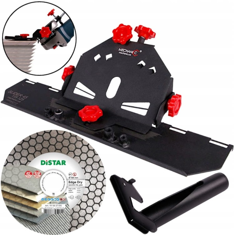 MECHANIC SLIDER 45 przystawka do cięcia pod kątem 45st. + DISTAR EDGE Dry Tarcza diam. 125mm 1,6x25x22,23mm