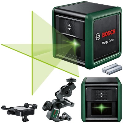 BOSCH Laser krzyżowy zielony 12m Quigo Green + uchwyt mm2 + akcesoria