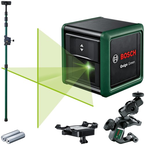BOSCH Laser krzyżowy zielony Quigo Green + Tyczka 3,2m