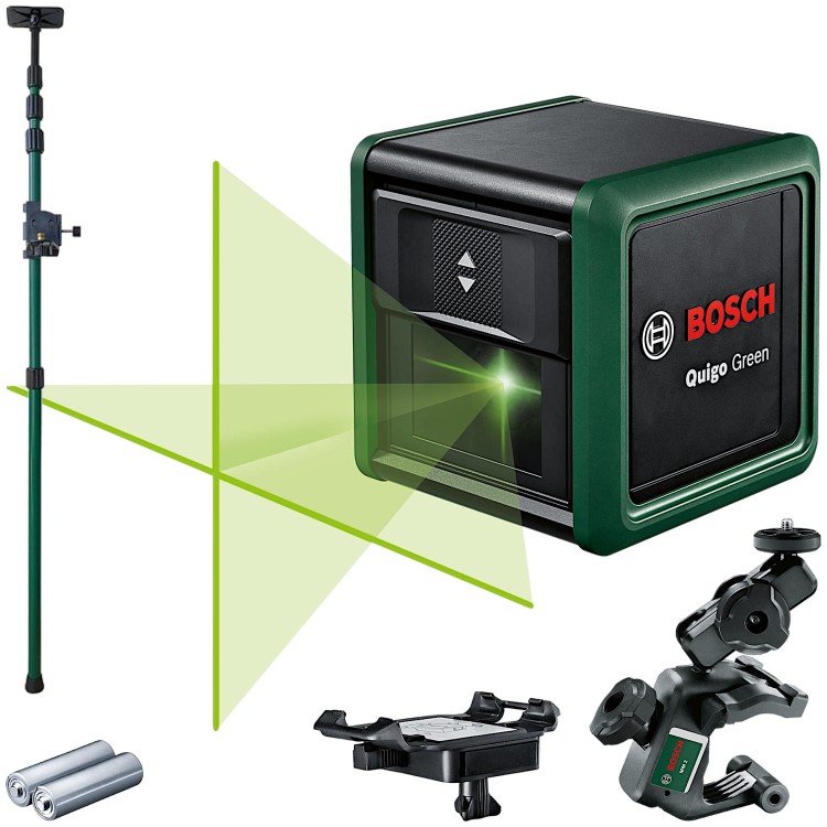 BOSCH Laser krzyżowy zielony Quigo Green + Tyczka 3,2m