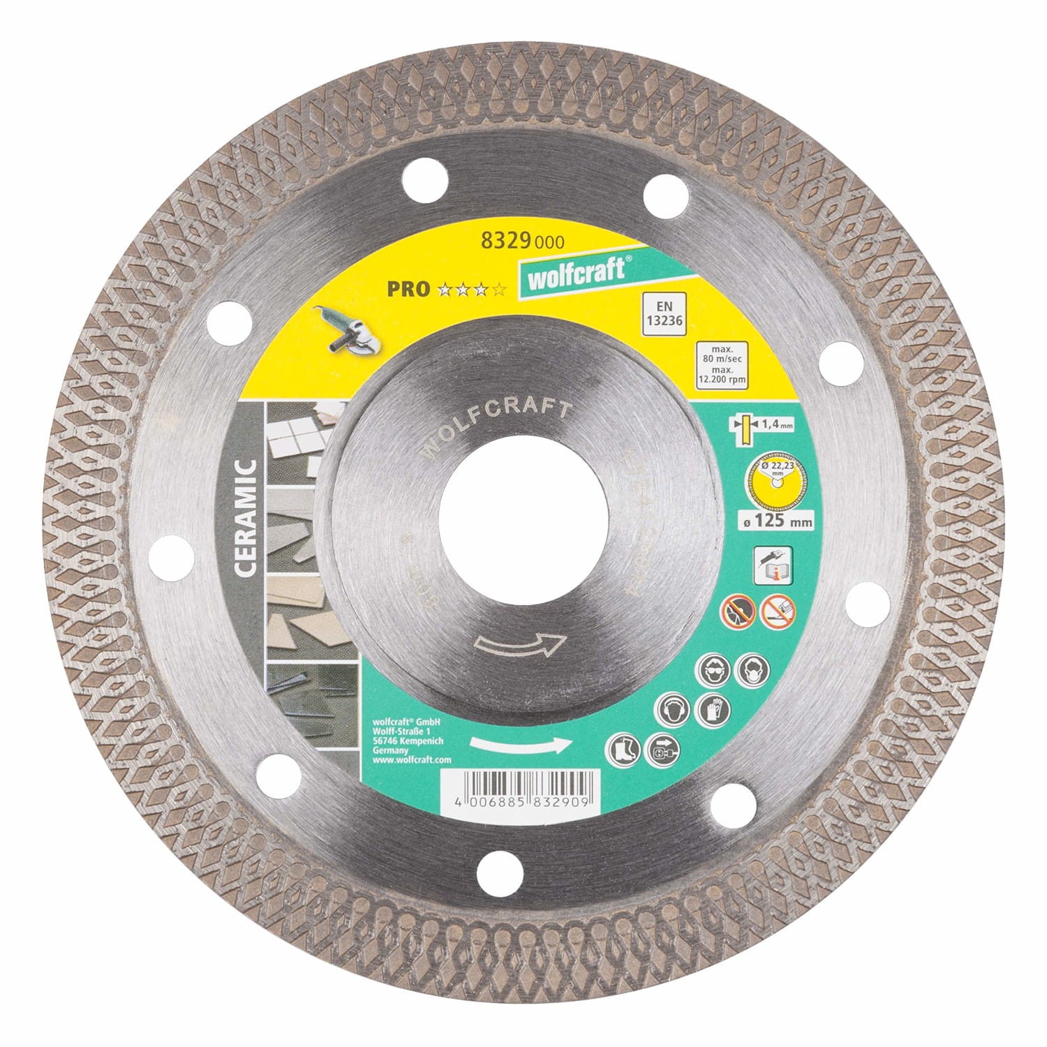 Tarcza diamentowa do płytek 125mm Pro Ceramic Turbo Wolfcraft 8329000