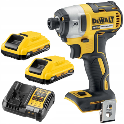 DEWALT DCF887N Zakrętarka udarowa 1/4" 18V 205Nm + 2x akumulator 3.0Ah + ładowarka 4A