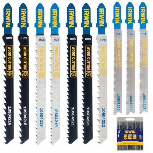 IRWIN 10505817 Zestaw brzeszczotów HCS HSS do wyrzynarek uchwyt typu T 10el w etui