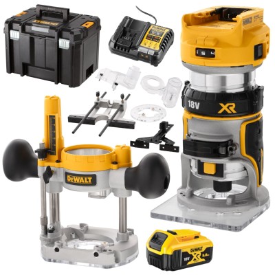 DEWALT DCW604P1 Frezarka górnowrzecionowa 8mm 18V + walizka TSTAK + aku 5Ah + ładowarka