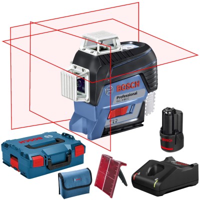 BOSCH Laser krzyżowy GLL 3-80C aku 2Ah ładowarka + L-Boxx