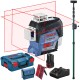 BOSCH Laser krzyżowy GLL 3-80C aku 2Ah ładowarka + L-Boxx + tyczka GT-320