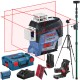 BOSCH Laser krzyżowy GLL 3-80C aku 2Ah ładowarka + uchwyt BM1 Plus + L-Boxx + statyw W260 + tyczka GT-320