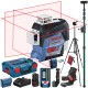 BOSCH Laser krzyżowy GLL 3-80C aku 2Ah ładowarka + uchwyt BM1 Plus + L-Boxx + statyw W260 + tyczka GT-320 + czujnik LR7