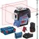 BOSCH GLL 3-80 C Laser liniowy czerwony 3x360° + Tyczka TP 320