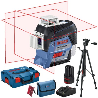 BOSCH GLL 3-80 C Laser liniowy czerwony 3x360° + Statyw BT 150