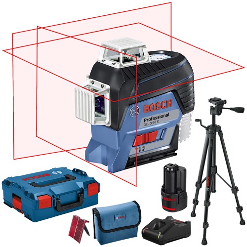 BOSCH GLL 3-80 C Laser liniowy czerwony 3x360° + Statyw BT 150