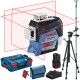 BOSCH GLL 3-80 C Laser liniowy czerwony 3x360° + Tyczka + Statyw