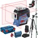 BOSCH GLL 3-80 C Laser liniowy czerwony 3x360° + Tyczka + Statyw + Uchwyt