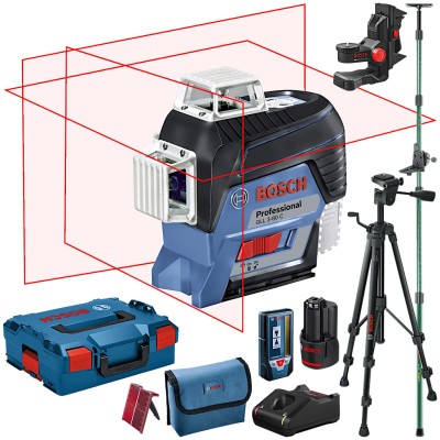 BOSCH GLL 3-80 C Laser liniowy czerwony 3x360° + Akcesoria