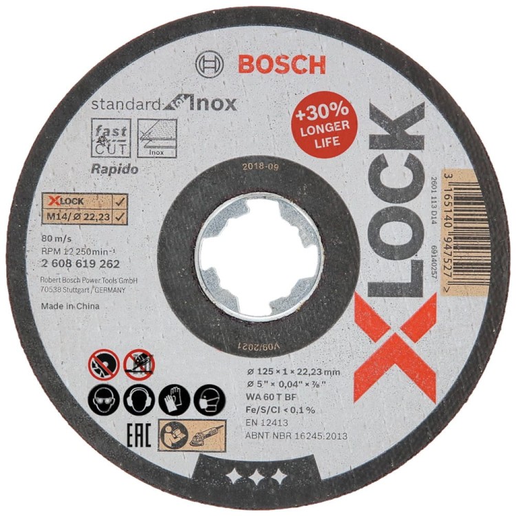 Tarcza tnąca 125 x 22.23mm X-LOCK Bosch Standard for Inox 3szt.
