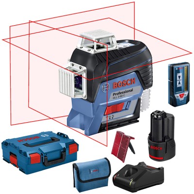 BOSCH GLL 3-80 C Laser liniowy czerwony 3x360° + Odbiornik LR 7