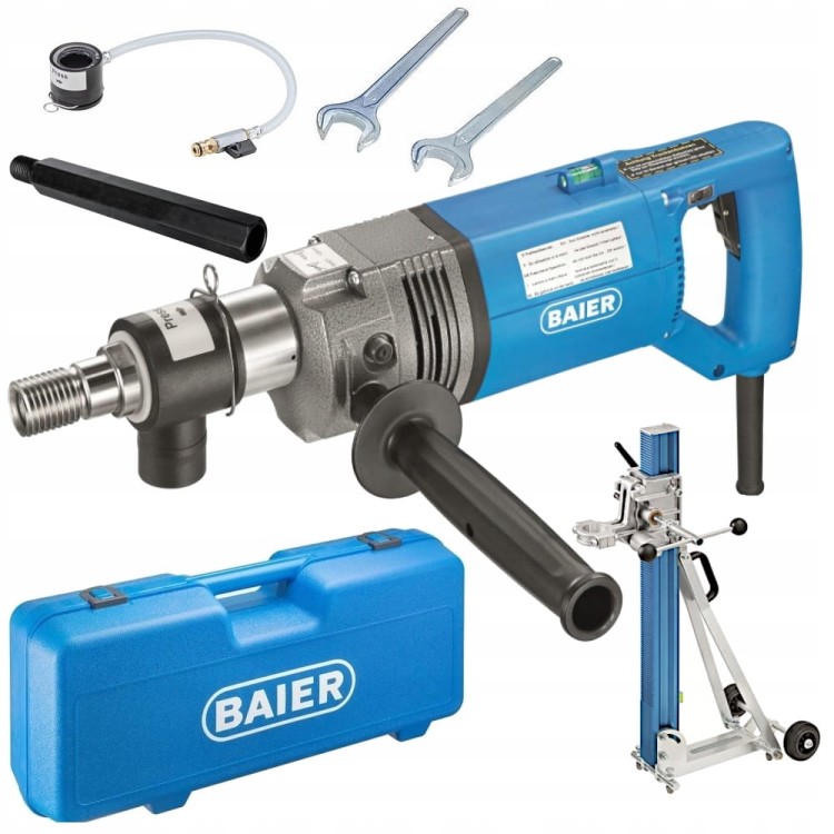 Wiertnica BAIER BDB 825 na mokro i sucho 1800W + Przedłużka + Statyw BST200
