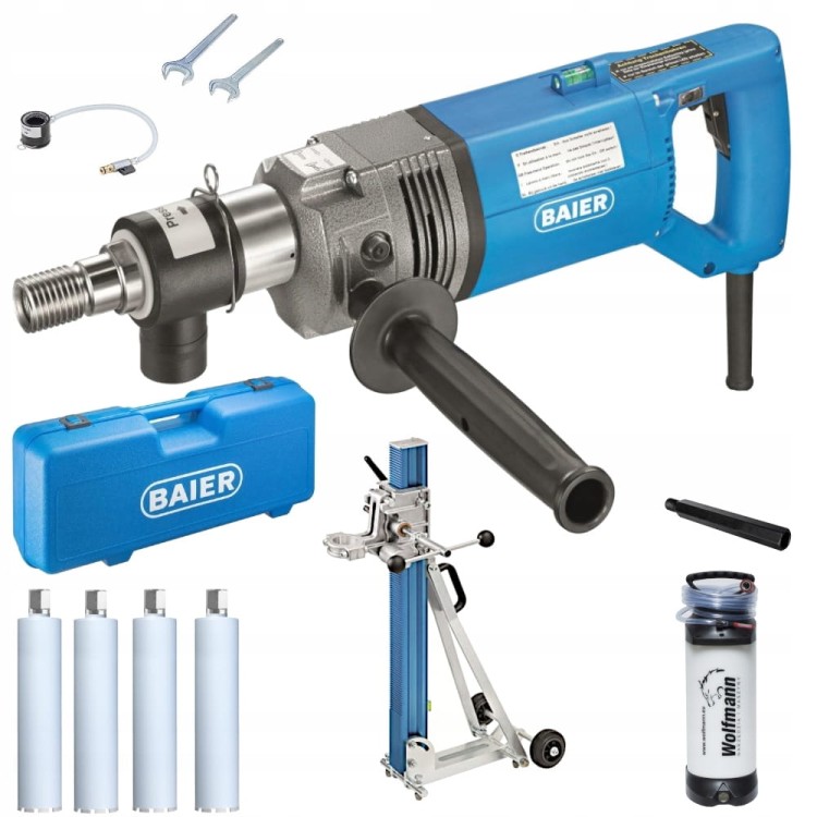 Wiertnica BAIER BDB 825 na mokro i sucho do 200mm 1800W + Stojak + Akc.