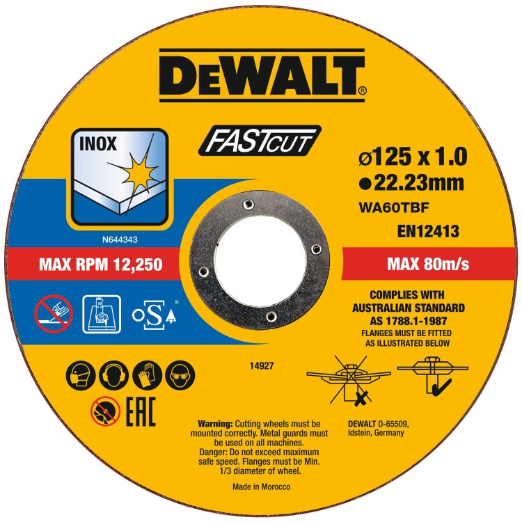 DEWALT DT20540 Tarcza do metalu INOX 125x1,0x22,23 mm 100szt.