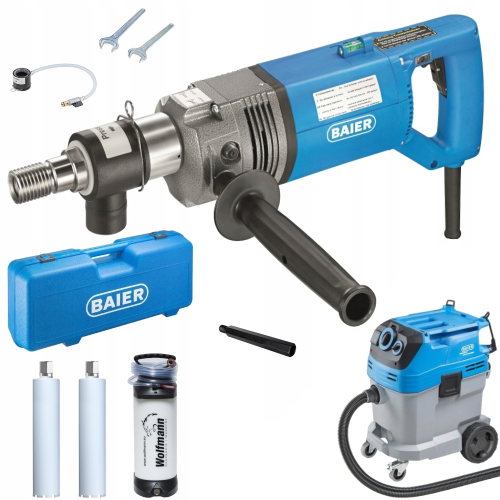 Wiertnica BAIER BDB 825 na mokro i sucho do 200mm 1800W + Odkurzacz BSS 606L + Akc.