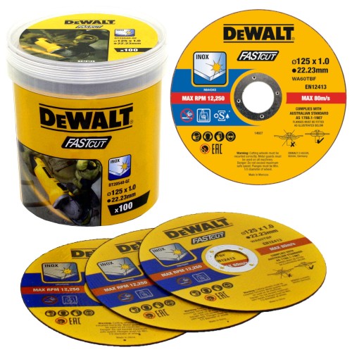 DEWALT DT20540 Tarcza do metalu INOX 125x1,0x22,23 mm 100szt. w wiaderku