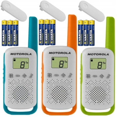MOTOROLA T42 Krótkofalówki walkie-talkie trójpak + 9 baterii