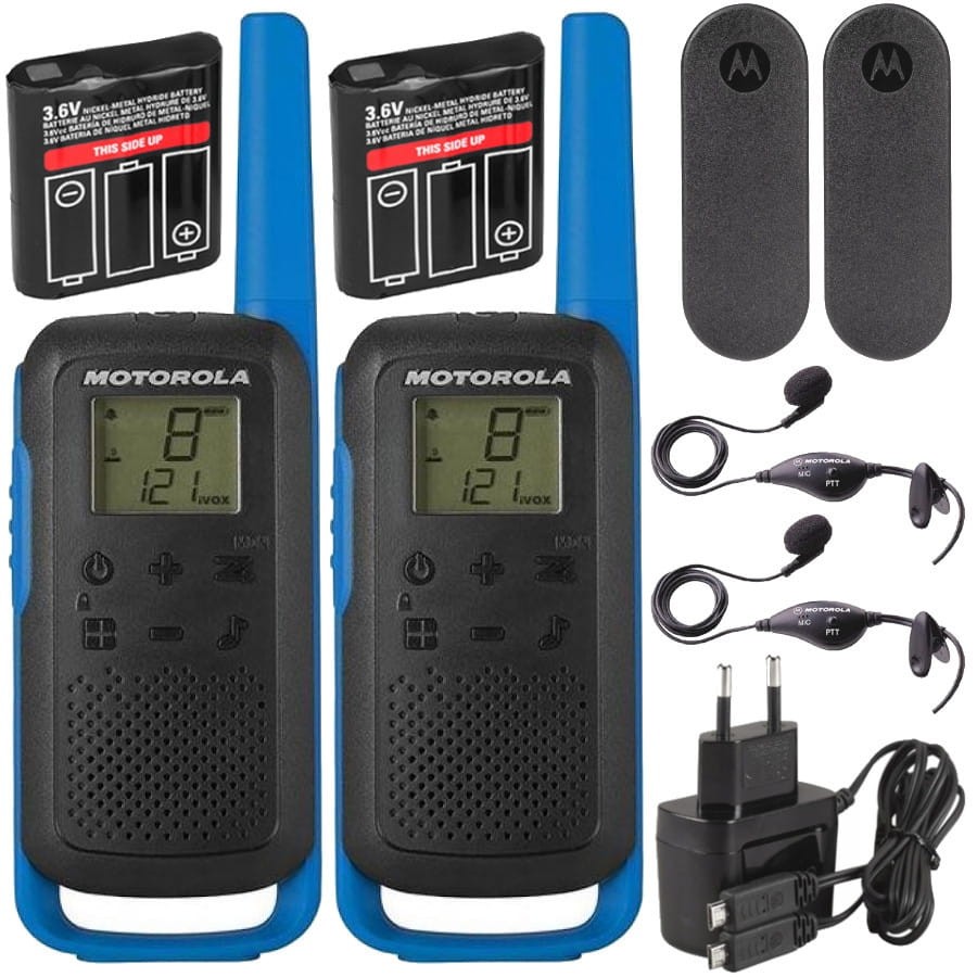 MOTOROLA Radiotelefon T62 niebieskie - 2szt + 2x słuchawka PTT