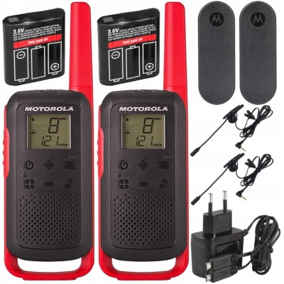 MOTOROLA Radiotelefony T62 czerwone - 2szt. + 2x słuchawka VOX