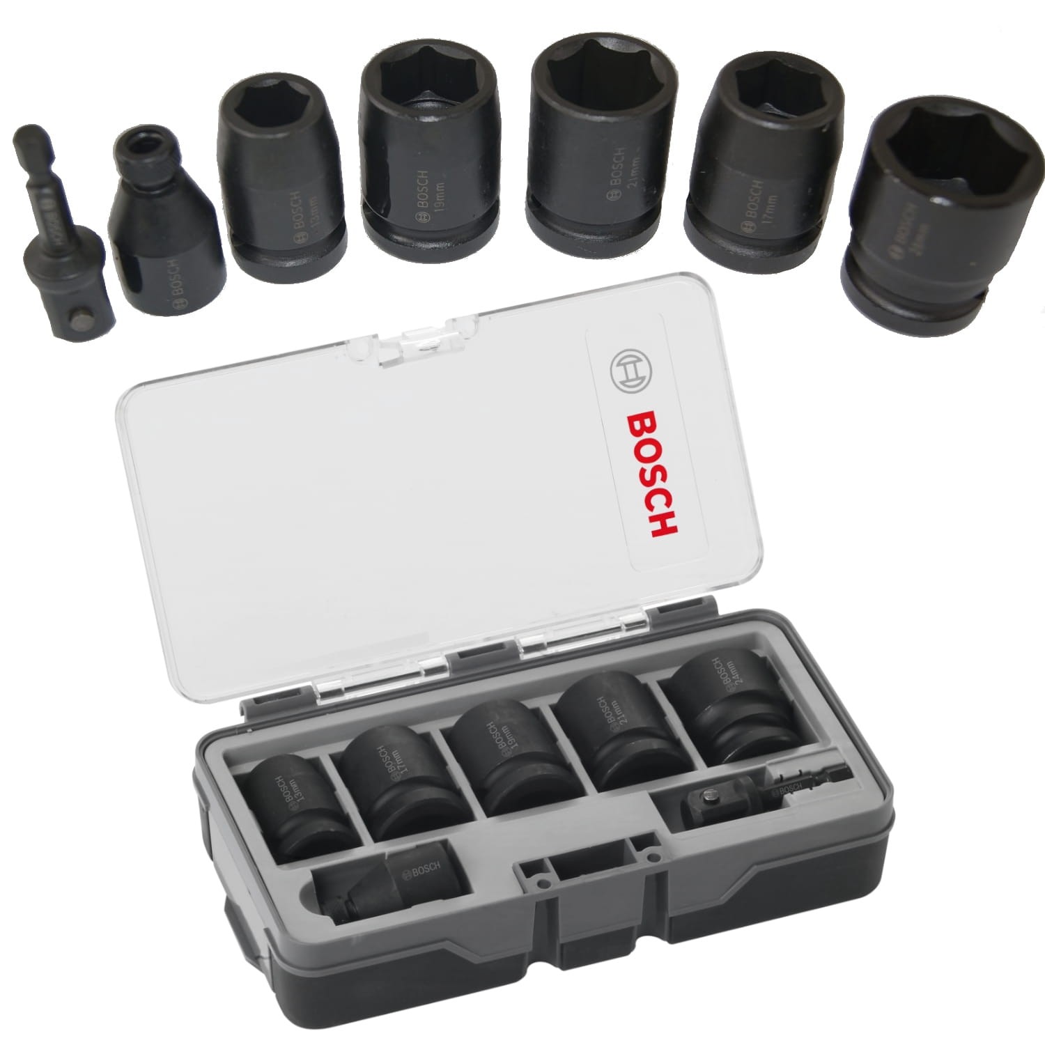 Zestaw 5 nasadek udarowych 1/2 cala 13-24mm + adaptery BOSCH