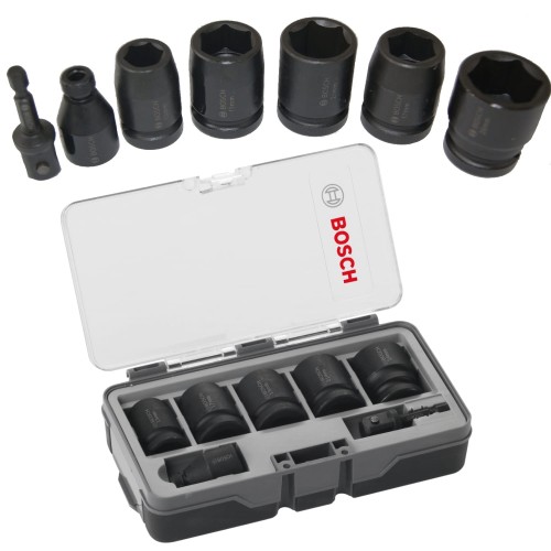 Zestaw 5 nasadek udarowych 1/2 cala 13-24mm + adaptery BOSCH
