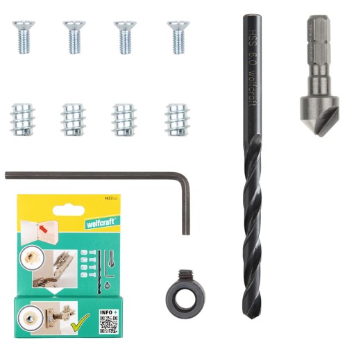 WOLFCRAFT Zestaw naprawczy do zawiasów meblowych puszkowych 11el. 4657000