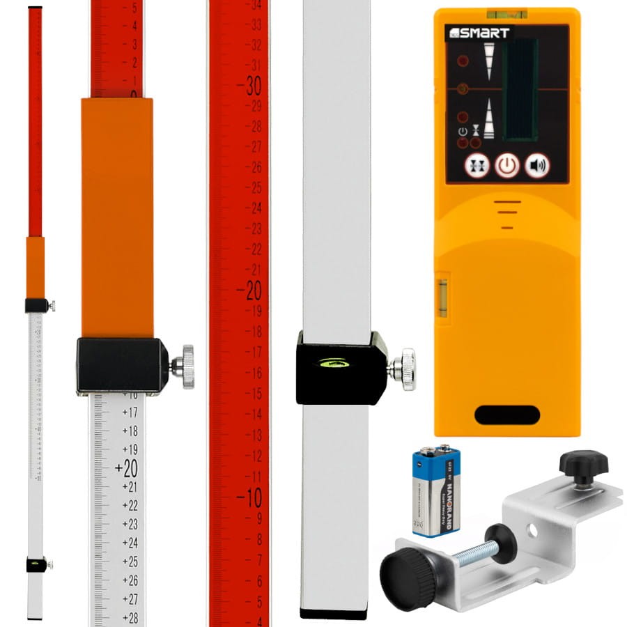 Łata laserowa 240cm do niwelatora laserowego + Detektor czujnik laserowy wiązki czerwonej SMART 365