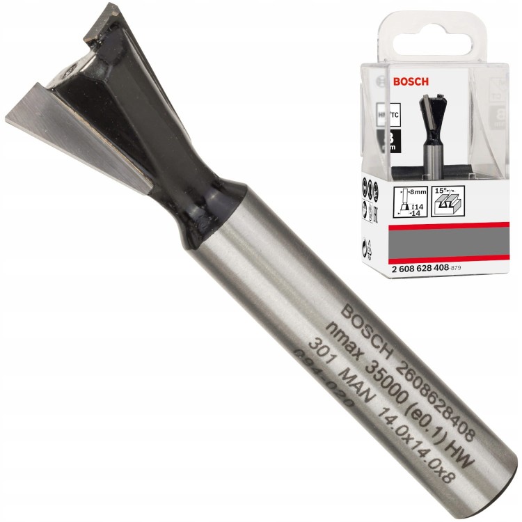 Bosch 2608628408 Frez do połączeń na jaskółczy ogon Standard for Wood D 14mm L 14mm