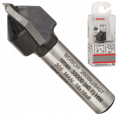 Bosch 2608628407 Frez kształtowy V-GROOVE Standard for Wood 8mm D 16mm L 16mm
