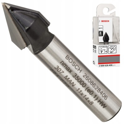 Bosch 2608628406 Frez kształtowy V-GROOVE Standard for Wood 8mm D 11mm L 14mm