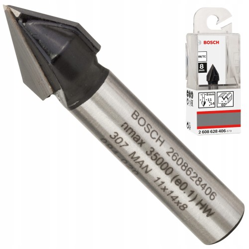 Bosch 2608628406 Frez kształtowy V-GROOVE Standard for Wood 8mm D 11mm L 14mm