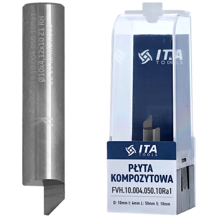 ITA TOOLS Frez do zagięć do płyty kompozytowej VHM Z1 D=10 I=4,12 L=50 S=10