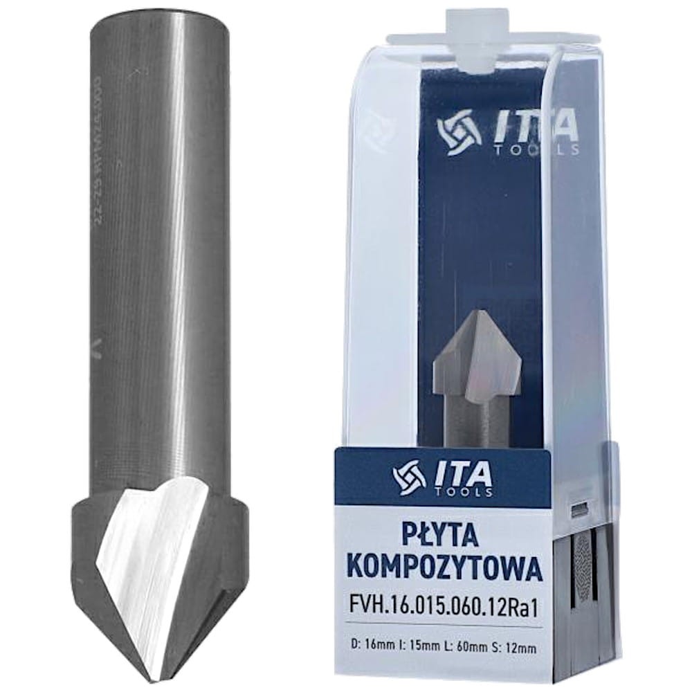 ITA TOOLS Frez do zagięć do płyty kompozytowej VHM Z2 D=16 I=15 L=60 S=12