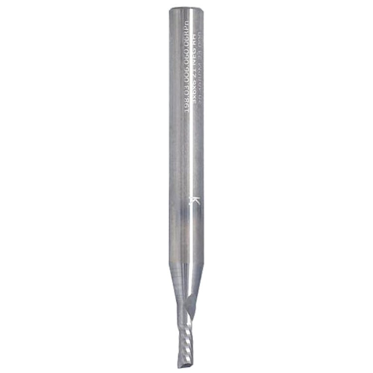 Frez spiralny wykańczający do PLEXI, akrylu, tworzyw sztucznych VHM Z1 D=3 I=6 L=60 S=6 ITA Tools ST51.03.006.060.06R