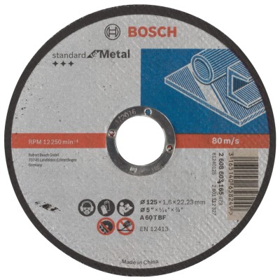 BOSCH 2608603165 Tarcza tnąca prosta 125mm Standard for Metal