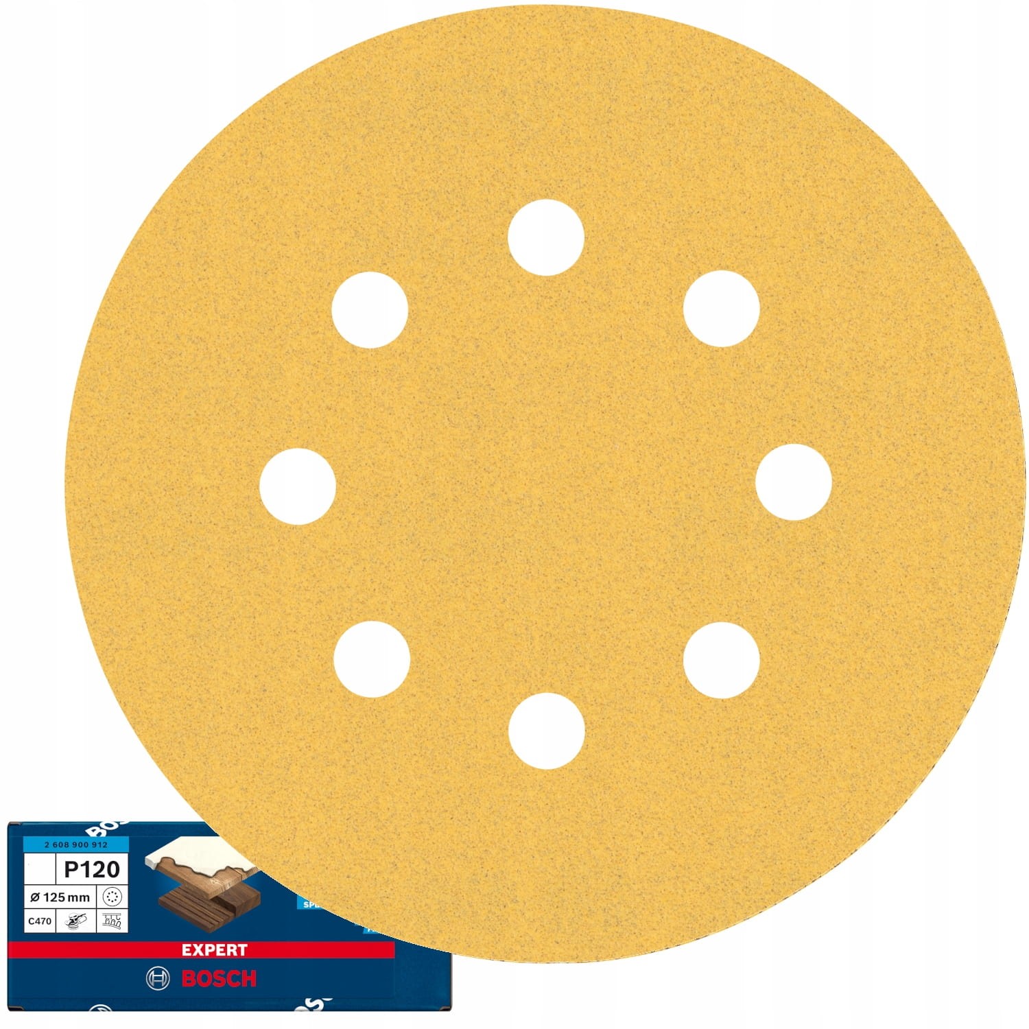 Papier ścierny na rzep 125mm - 8 otworów, gr. 120 EXPERT - 1 szt. BOSCH