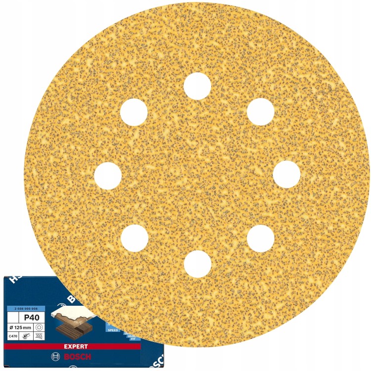 Papier ścierny na rzep 125mm - 8 otworów, gr. 40 EXPERT - 1 szt. BOSCH