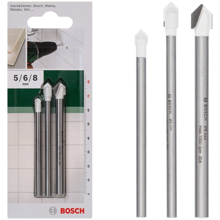BOSCH 2609255588 Zestaw 3 wierteł do płytek 5, 6, 8mm