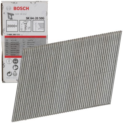 Gwoździe stolarskie 50mm 20° typ SK64-20 G galwanizowane 2000szt. Bosch