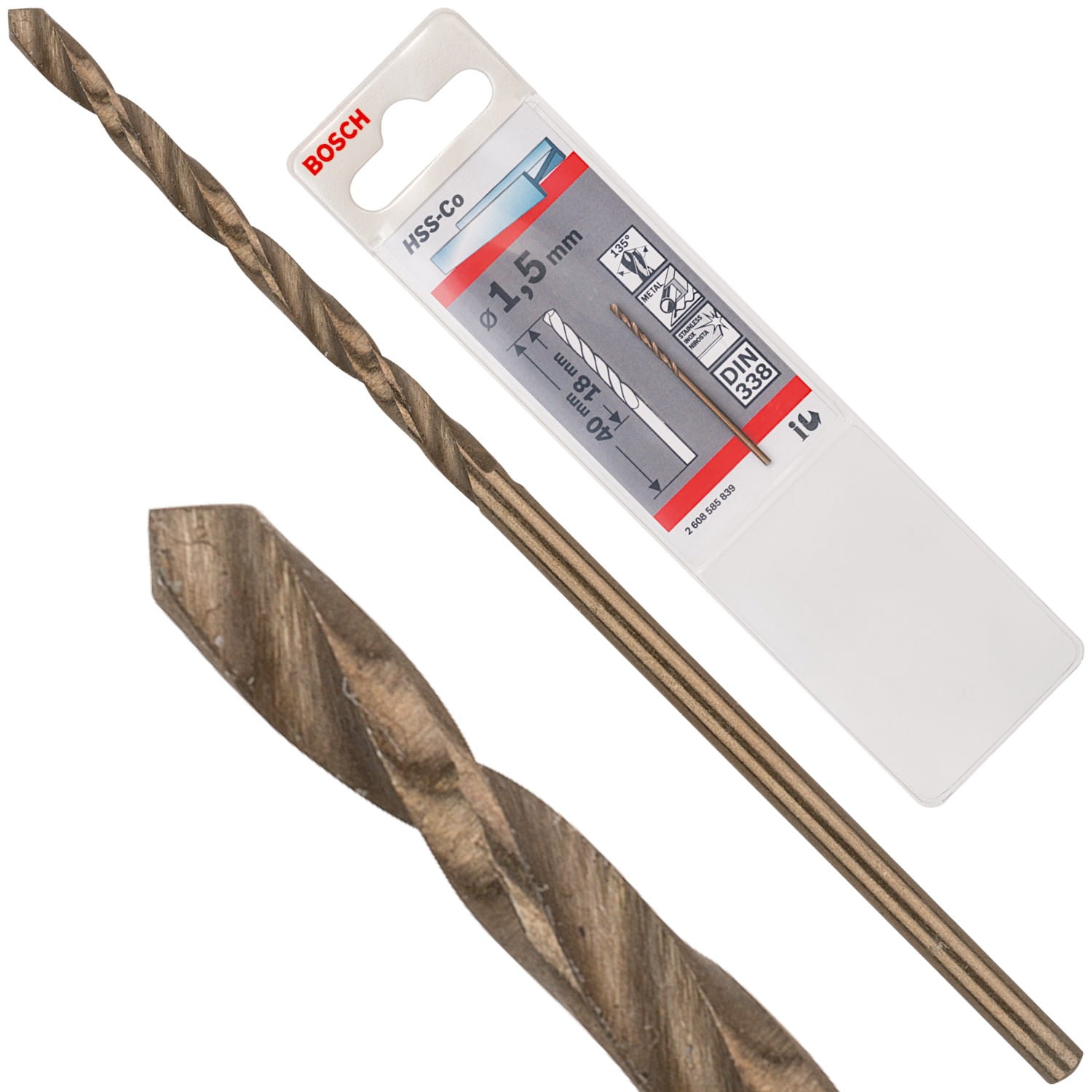 Wiertło kręte do metalu, stali HSS Cobalt 1,5mm Bosch